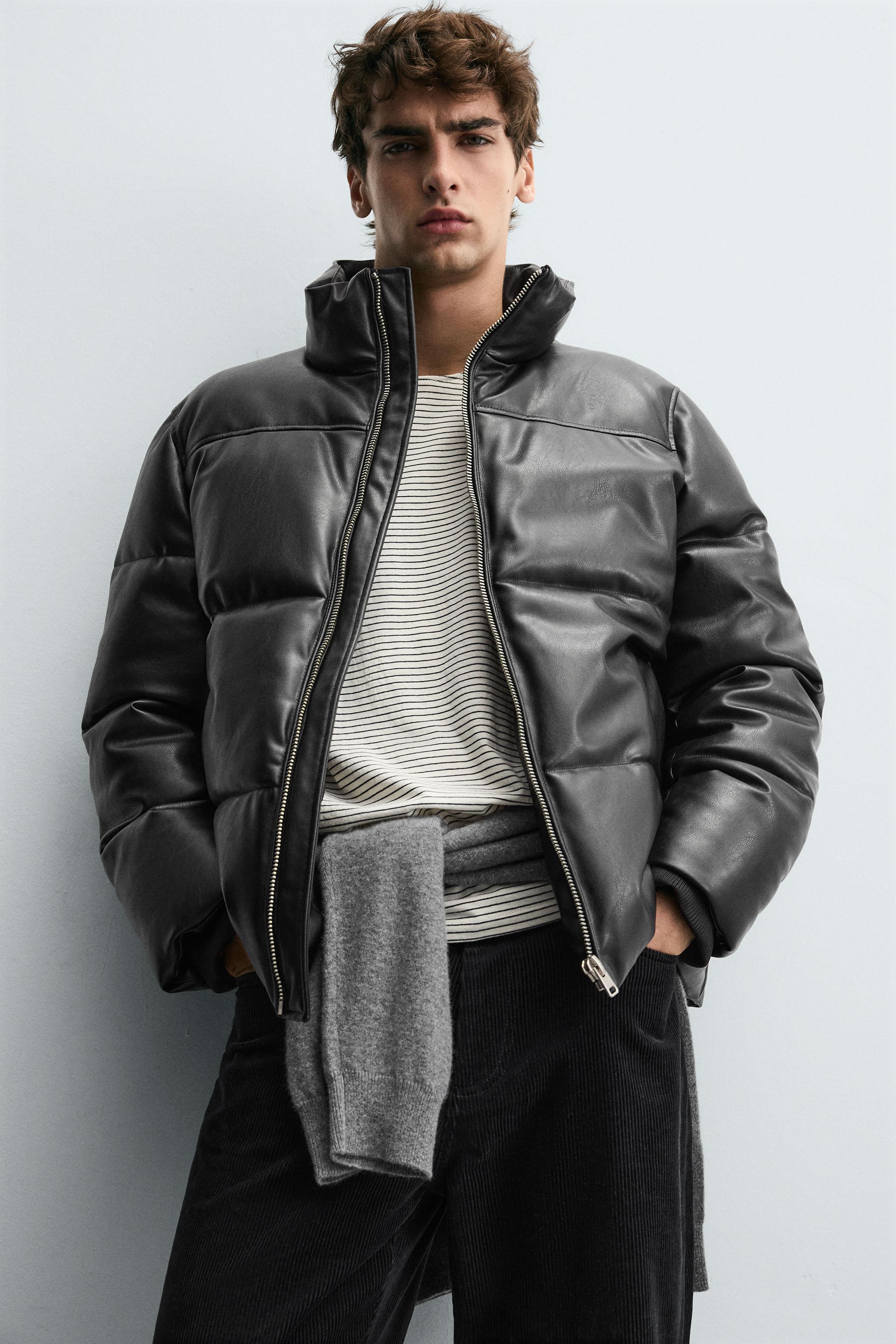 FAUX LEATHER PUFFER JACKET